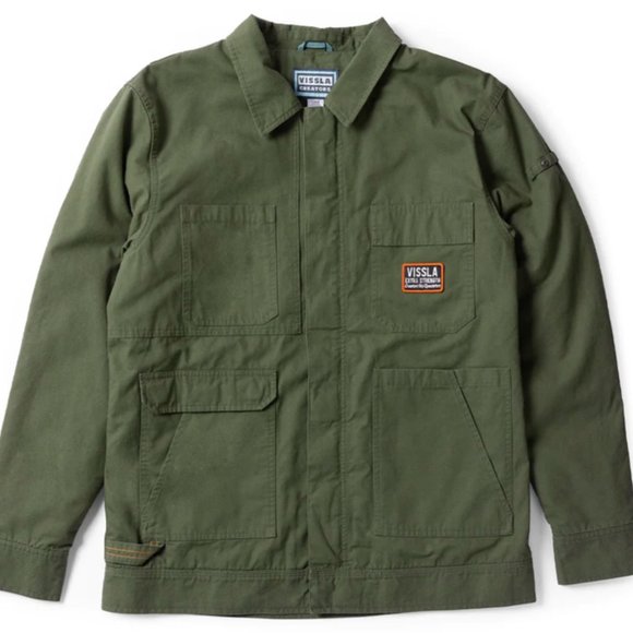 Vissla Mens Jacket Creators Craftsman Eco - Green with Orange Liner - NWT